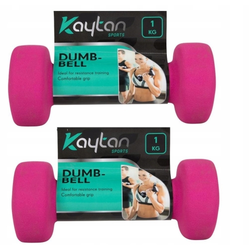 Hantle neoprenowe Dumbbell ciężarek Kaytan zestaw 2 sztuki x 1 kg Różowe