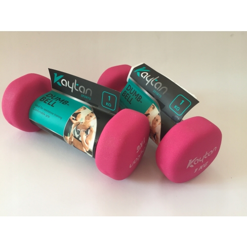 Hantle neoprenowe Dumbbell ciężarek Kaytan zestaw 2 sztuki x 1 kg Różowe