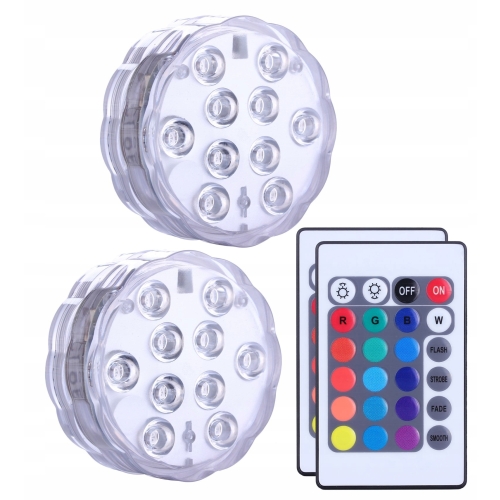 OŚWIETLENIE AKWARIUM LAMPKI DO BASENU 2 SZT. WODOODPORNE IPX8 LED PILOT RGB