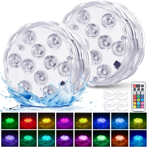 OŚWIETLENIE AKWARIUM LAMPKI DO BASENU 2 SZT. WODOODPORNE IPX8 LED PILOT RGB