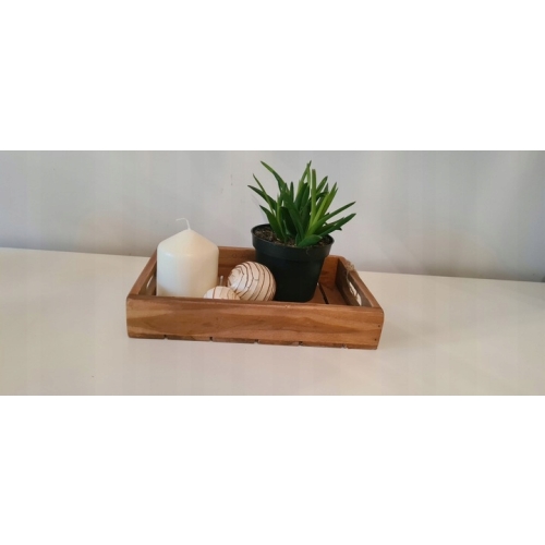 Taca bambusowa drewniana patera dekoracyjna okrągła Ø 38 cm Home prezent AB