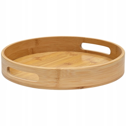 Taca bambusowa drewniana patera dekoracyjna okrągła Ø 38 cm Home prezent AB