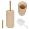 LUKSUSOWA BEŻOWA SZCZOTKA TOALETOWA Z POJEMNIKIEM WOLNOSTOJĄCA CERAMICZNA