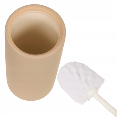 LUKSUSOWA BEŻOWA SZCZOTKA TOALETOWA Z POJEMNIKIEM WOLNOSTOJĄCA CERAMICZNA