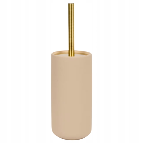 LUKSUSOWA BEŻOWA SZCZOTKA TOALETOWA Z POJEMNIKIEM WOLNOSTOJĄCA CERAMICZNA