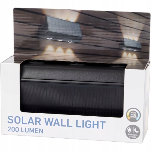 Solarna lampa ścienna 200 lumenów czujka zmierzchu 20,5 x 10,5 x 7,5 cm