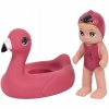 Lalka z kołem do pływania dla dzieci do kąpieli wanna basen różowa