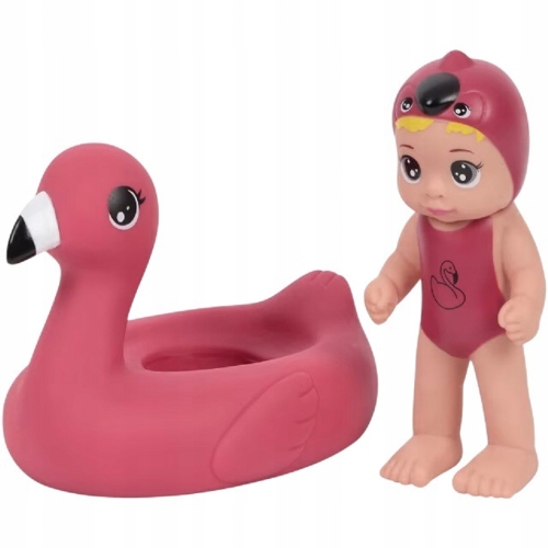 Lalka z kołem do pływania dla dzieci do kąpieli wanna basen różowa
