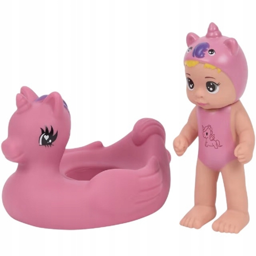 Lalka z kołem do pływania dla dzieci do kąpieli wanna basen różowa