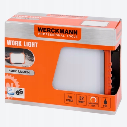 Werckmann Lampa Robocza 4000 lumen 20x14x4 cm 32W 3m Kabel IP54 WORK LIGHT