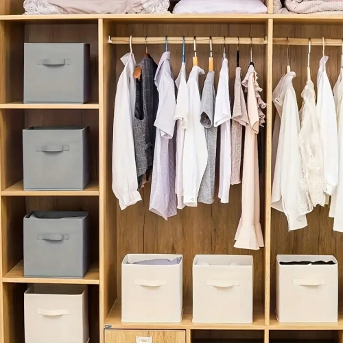 Organizer Tekstylny Pudełko kosz Szafa Garderoba Pojemny Home Accents beż