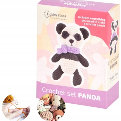 SZYDEŁKOWANIE WYSZYWANIE WŁÓCZKI SZYDEŁKO ZRÓB TO SAM FIGURKA PLUSZ PANDA