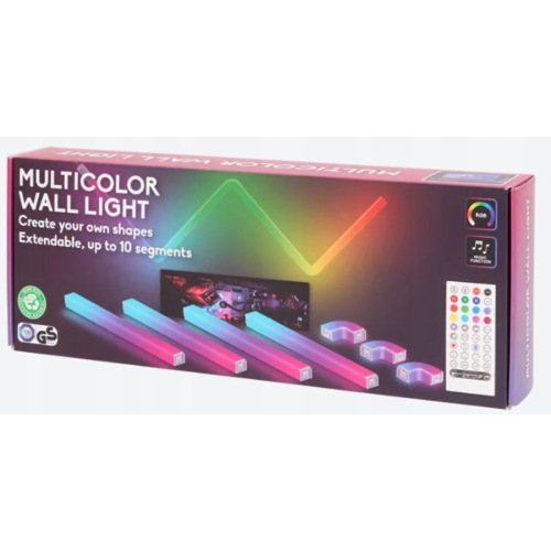 Wielokolorowe Multicolor RGB LED składane oświetlenie ścienne 8 el. + Pilot