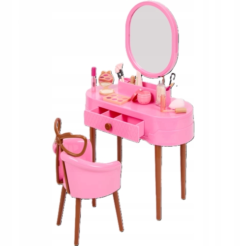 Toaletka dla lalki z akcesoriami do malowania lusterko krzesełko makeup 3+