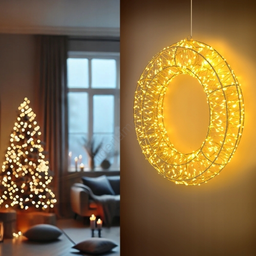 Dekoracja świetlna LED Ø 36 cm Wieniec Koło ledowe wianek świąteczny USB