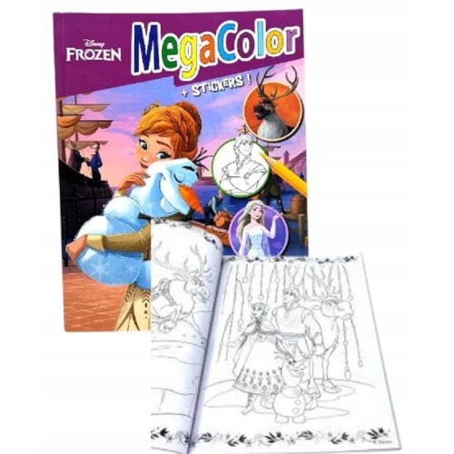 KOLOROWANKA DISNEY FROZEN MEGA COLOR Z NAKLEJKAMI ANNA ELZA OLAF KRISTOFF