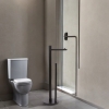 DUZY STOJĄCY UCHWYT NA PAPIER TOALETOWY DO ŁAZIENKI WC 4 ROLKI METAL BLACK
