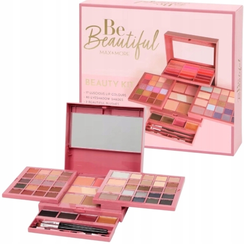 Kuferek z 73 kosmetykami MAX&MORE Paleta cieni makijaż oczu powiek lusterko