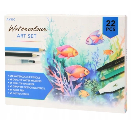 Artystyczny zestaw do rysowania i malowania akwarelowy kredki markery 22pcs