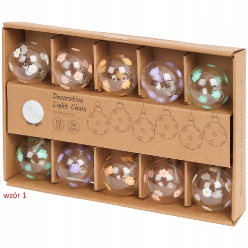 ŁANCUCH WIELKANOCNY JAJKA WIELKANOCNE KWIATKI 10 LED ŚWIECĄCE NA BATERIE