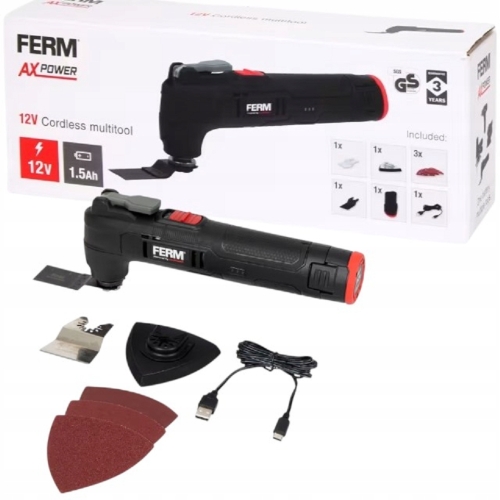SZLIFIERKA MULTITOOL WIELOFUNKCYJNA AKUMULATOROWA FERM 12V 1,5Ah OTM1018