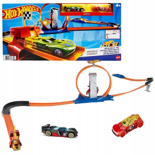 Tor samochodowy Mattel Hot Wheels Podwójny zjazd DWA AUTA BLACK RED FVJ21