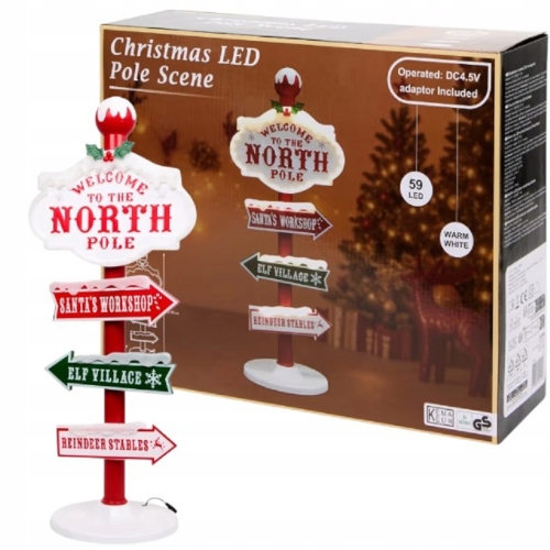 Dekoracja świąteczna świetlna LED znak drogowy 95 x 38,5 cm
