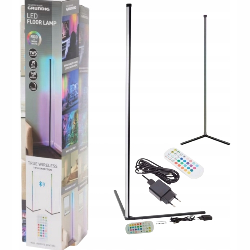 Lampa podłogowa narożna LED Grundig MUSIC SENSOR COLOR RGB 140 cm + pilot