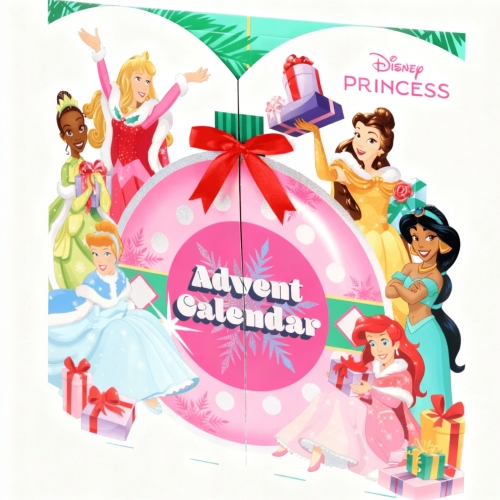 KALENDARZ ADWENTOWY DLA DZIECI DZIEWCZYNKI DISNEY PRINCESS Z KOSMETYKAMI