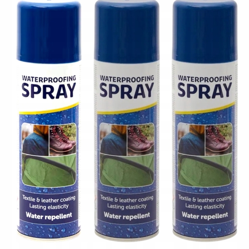 MOCNY IMPREGNAT WODOODPORNY SPRAY DO BUTÓW ODZIEŻY SKÓRY ZAMSZU 300ml x 3