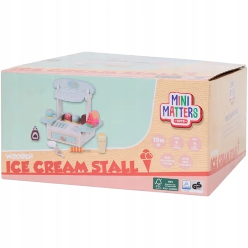 DREWNIANY WÓZEK KUCHENNY Z LODAMI DLA DZIECI LIMITOWANY Mini Matters 11 EL.