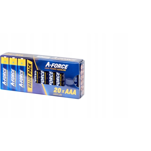 Baterie alkaliczne AAA CIENKIE PALUSZKI A-Force zestaw LR03 1,5V 20 sztuk