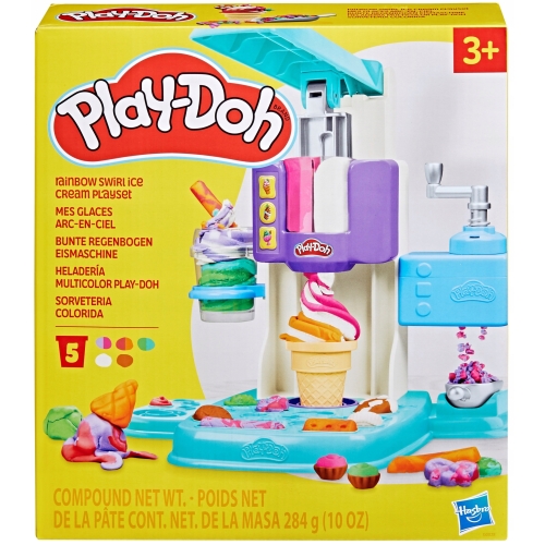 Play-Doh Zakręcona lodziarnia tęczowe lody zestaw akcesoria +5 tubek G0028