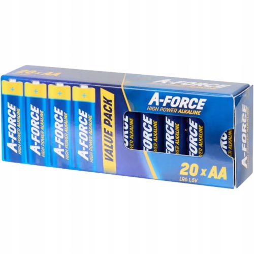 Baterie alkaliczne AA GRUBE PALUSZKI A-Force zestaw R6 1,5V 20 sztuk ZESTAW