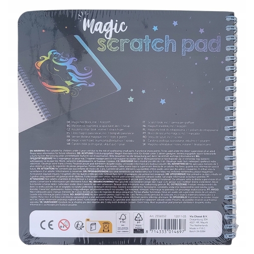 Magiczna wydrapywanka zeszyt spirala wielobarwna tęcza patyczek blue 40 str