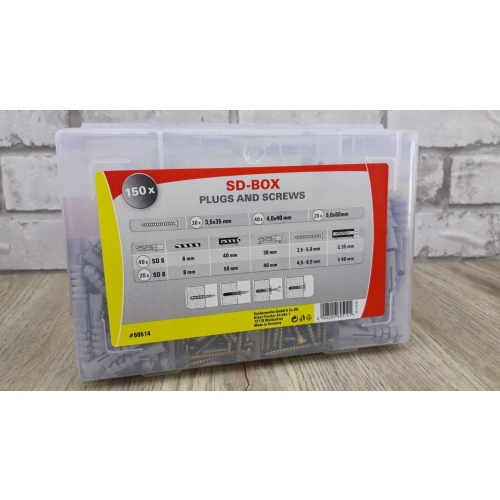 Wkręty z kołkami Fischer SD-BOX od 3,5x 35 4,0x 40 do 5,0x 6 mm 150 sztuk