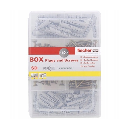 Wkręty z kołkami Fischer SD-BOX od 3,5x 35 4,0x 40 do 5,0x 6 mm 150 sztuk