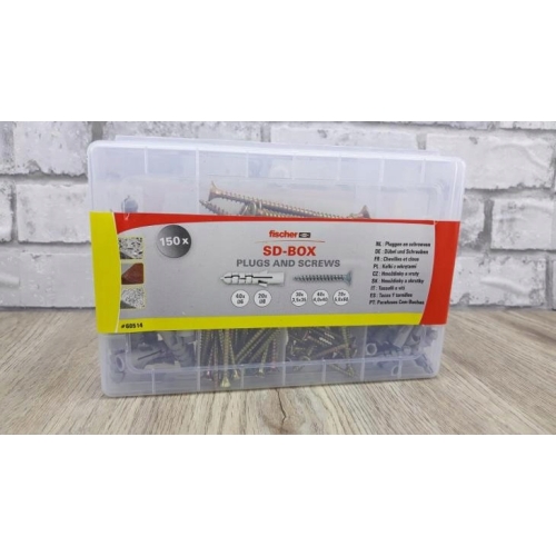 Wkręty z kołkami Fischer SD-BOX od 3,5x 35 4,0x 40 do 5,0x 6 mm 150 sztuk