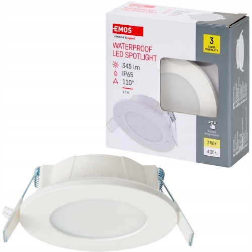 OCZKO PODTYNKOWE LED 4,5W WODOODPORNE 345 LUMENÓW 2700K/4000K KĄT 110°