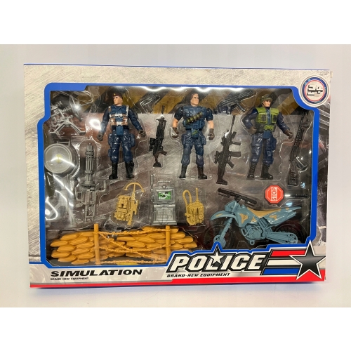 ZESTAW FIGUREK POLICJA SIŁY SPECJALNE KARABIN MOTOR AKCESORIA DLA DZIECI 3+