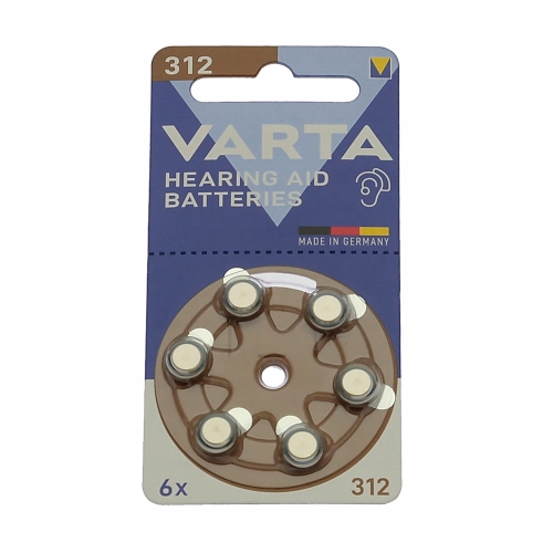 BATERIA DO APARATÓW SŁUCHOWYCH OKRĄGŁE Varta 312 6 sztuk 1.45 V PR41