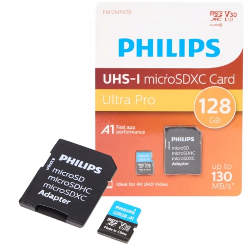 Karta microSD Philips 130 MB/s Sdxc uhs-l ultra pro 4k uhd 128 GB
