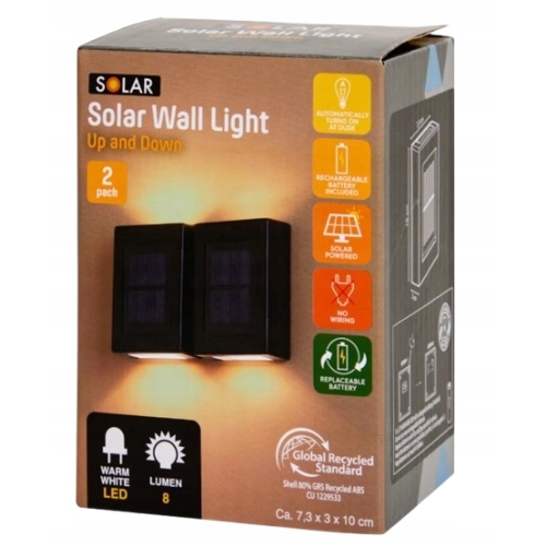 Lampy ścienne zewnętrzne solarne Up & Down warm white 8 lumen Solar 2 szt.