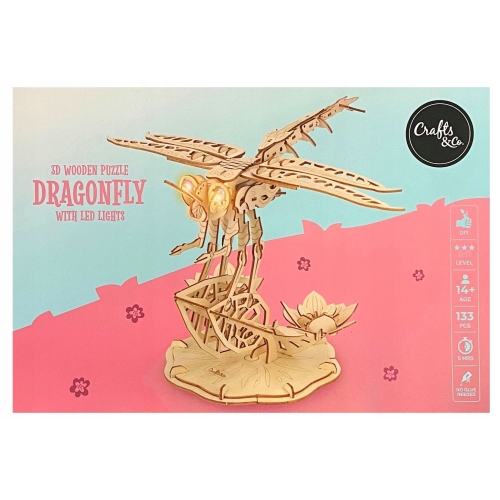 Drewniana układanka 3D z oświetleniem LED Crafts & Co Ważka