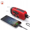 Radio Solarne Awaryjne na korbkę 3w1 Solar Crank powerbank latarka RED