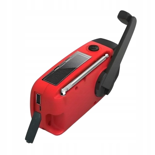 Radio Solarne Awaryjne na korbkę 3w1 Solar Crank powerbank latarka RED