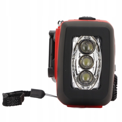 Radio Solarne Awaryjne na korbkę 3w1 Solar Crank powerbank latarka RED