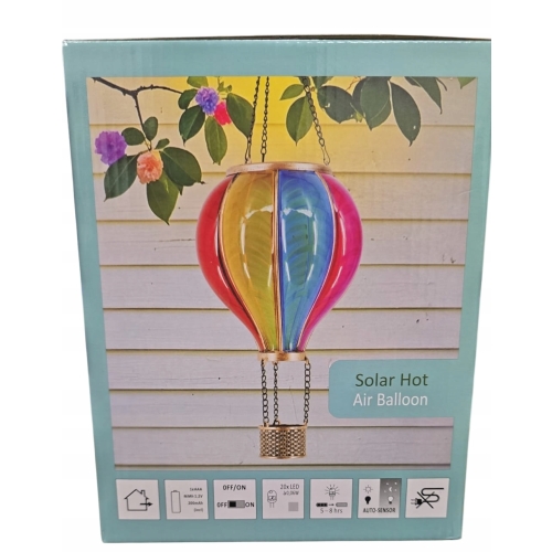 Lampa dekoracyjna solarna balon płomyk led czujnik zmierzchu 19x62 cm 1