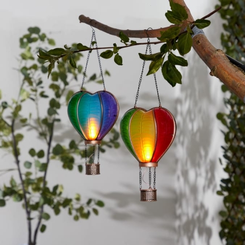 Lampa dekoracyjna solarna balon płomyk led czujnik zmierzchu 19x62 cm 1