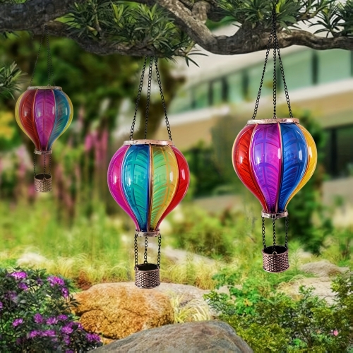 Lampa dekoracyjna solarna balon płomyk led czujnik zmierzchu 19x62 cm 1
